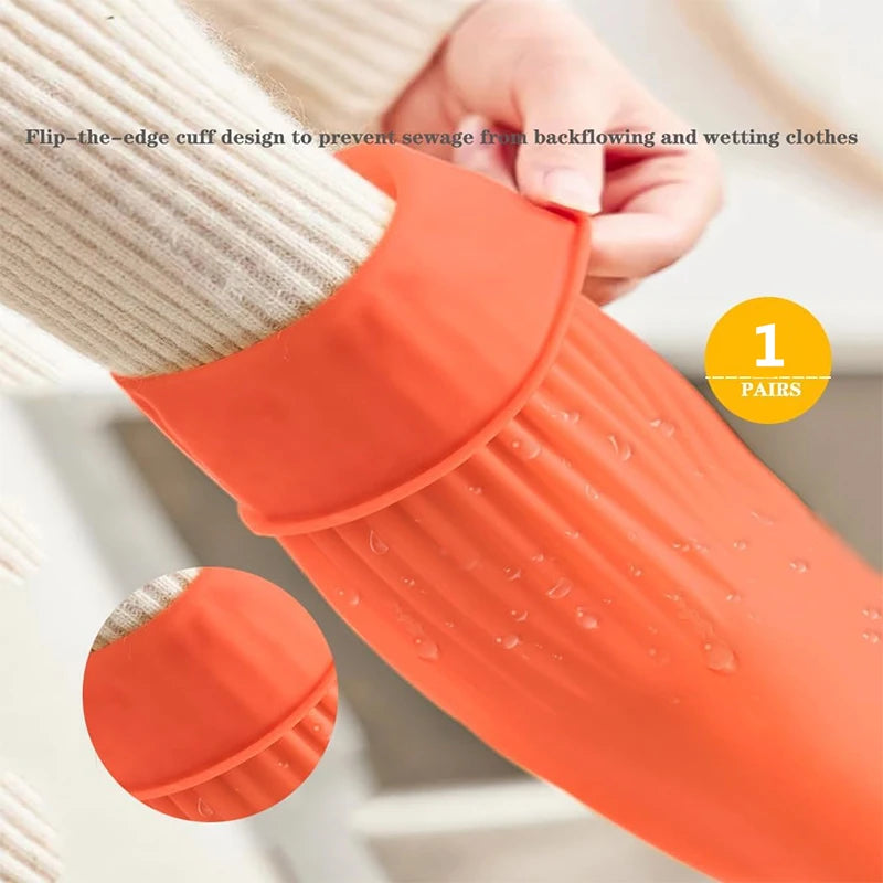 Extra Long Rubber Kitchen Gloves – Non-Slip Reusable Latex Kitchen Cleaning Gloves PRIMED