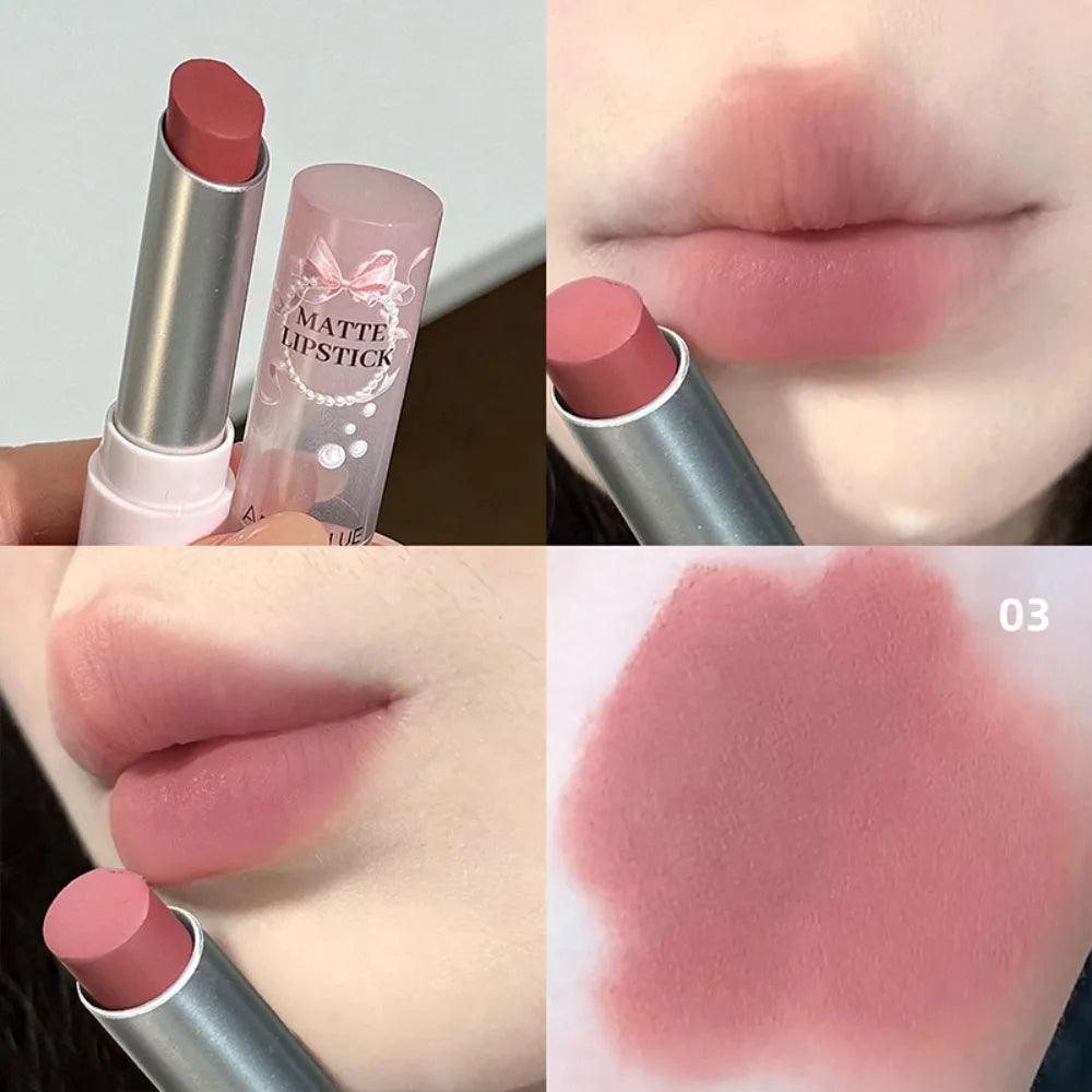 Velvet Matte Glitter Lipstick – Nude Brown Long-Lasting