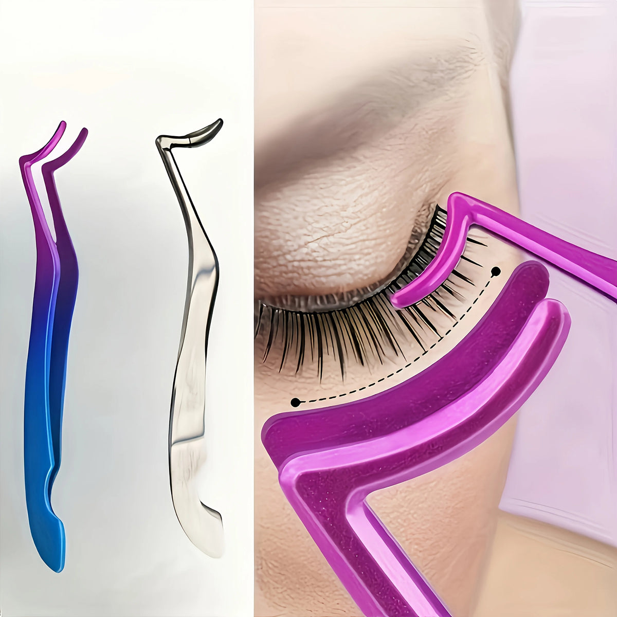 Stainless Steel False Eyelash Tweezer & Seahorse Curler Clip