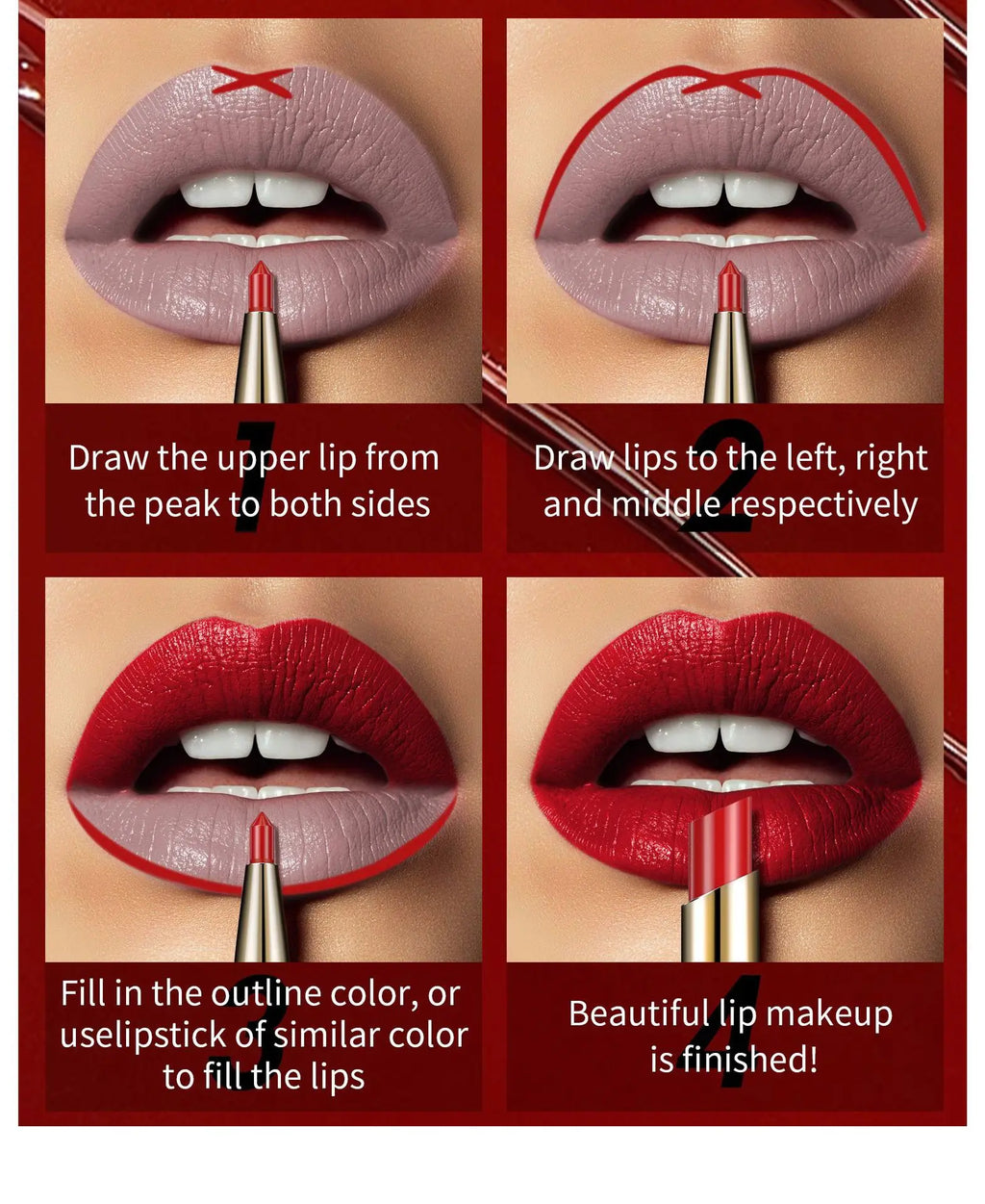 QIC 2-in-1 Waterproof Matte Lip Liner & Lipstick Pencil Lip Liner Lipstick PRIMED