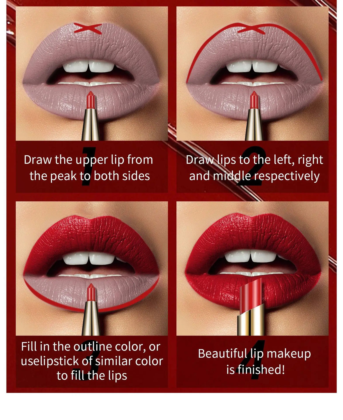 QIC 2-in-1 Waterproof Matte Lip Liner & Lipstick Pencil Lip Liner Lipstick PRIMED
