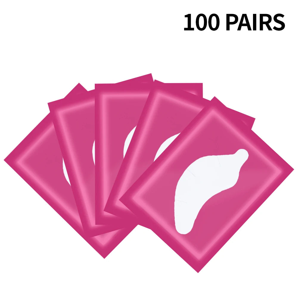 100 Pairs Hydrogel Under Eye Pads for Eyelash Extensions Eyelash Extension Pads PRIMED YB-100pcs Rose Red