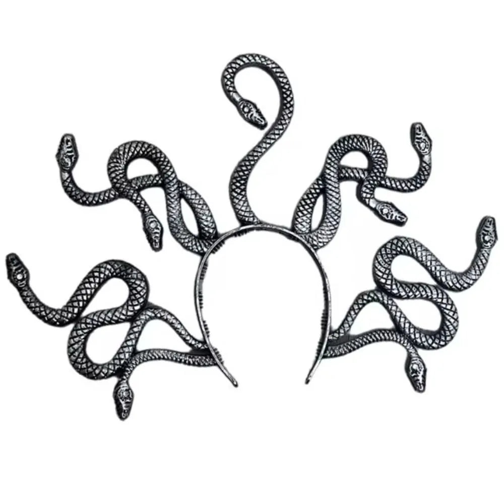 Medusa Snake Headband – Halloween Cosplay & Masquerade Prop Costume Headband PRIMED Silver-43x30cm