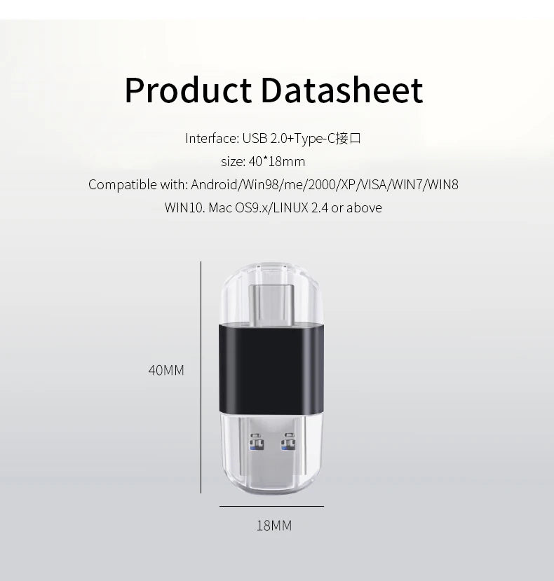 Mini 2-in-1 USB & Type-C TF/SD Card Reader – Metal Adapter USB Card Reader PRIMED