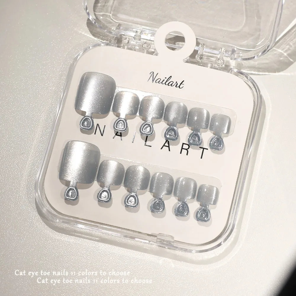 Cat Eye Press-On Toe Nails | Shiny Y2K Full Cover Tips