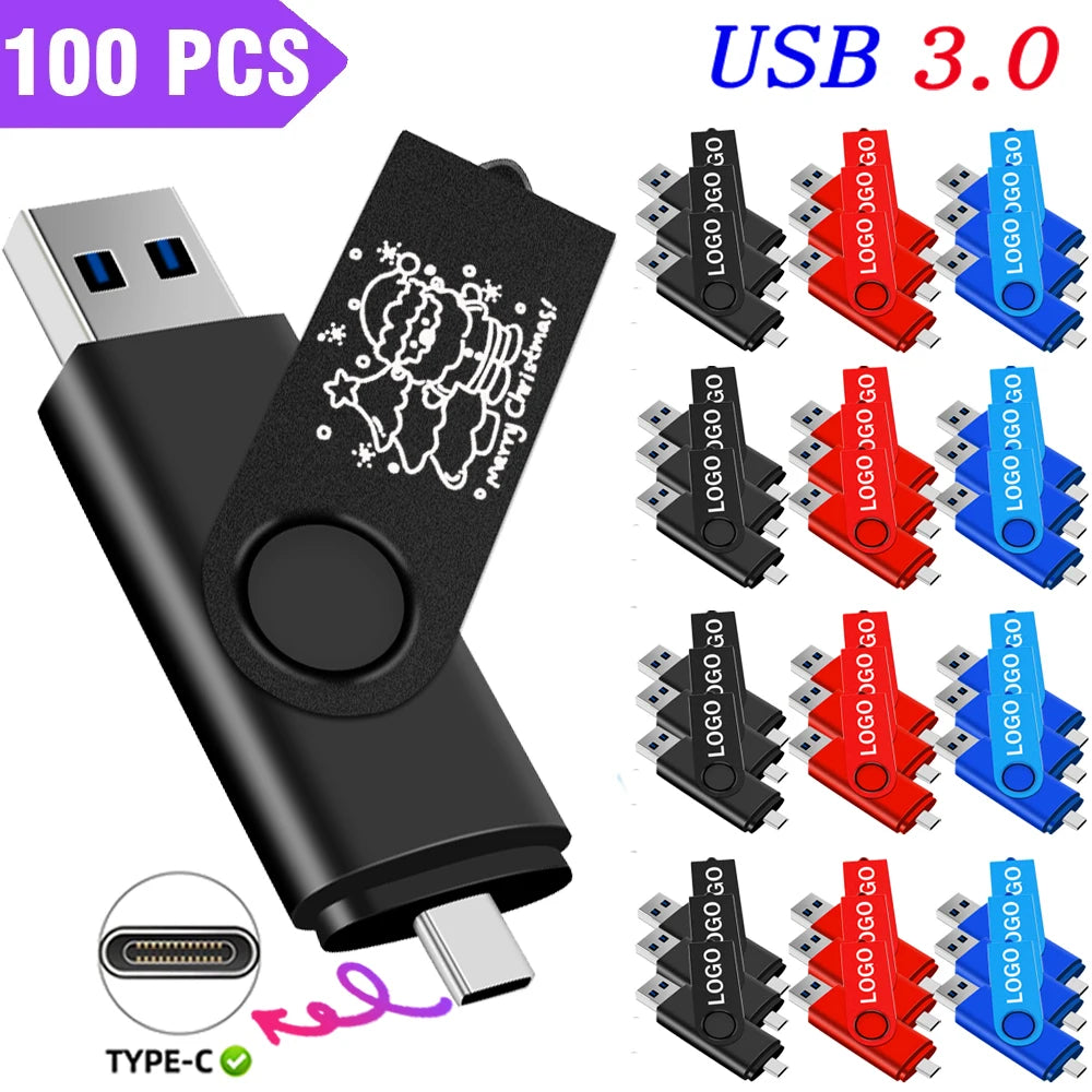 100-Pack Type-C USB 3.0 Flash Drives | Custom Logo 16–128GB USB Flash Drive PRIMED