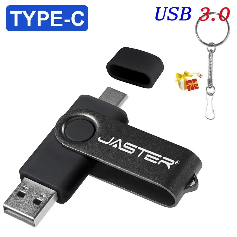 JASTER Type-C USB 3.0 Flash Drive 128GB/64GB/32GB Rotatable USB Flash Drive PRIMED 64 GB black China Mainland