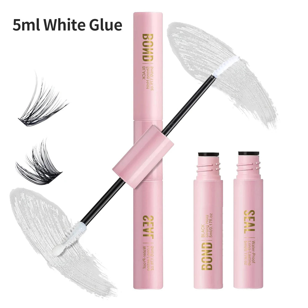 NICOO 2-in-1 Bond & Seal Eyelash Glue | Waterproof Lash Adhesive Eyelash Adhesive PRIMED pink-5m white