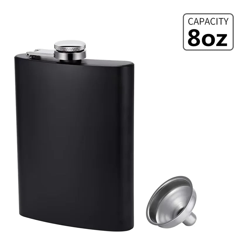 Stainless Steel Hip Flask Set 6/7/8oz – Leakproof & Funnel Hip Flask Set PRIMED 8 oz