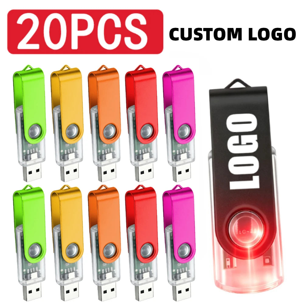 20-Pack Custom Logo USB Flash Drives 64GB/128GB Wholesale USB Flash Drive PRIMED