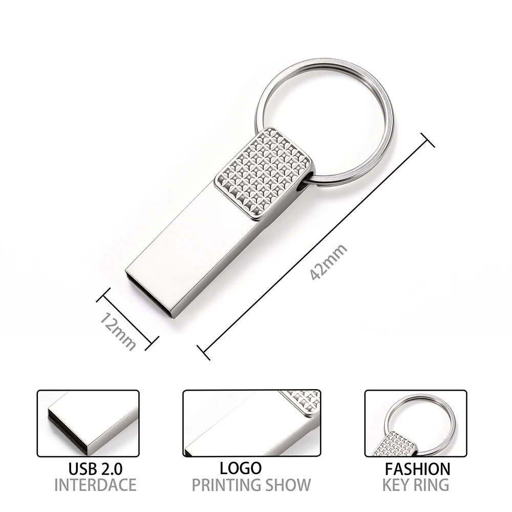 JASTER Metal USB Flash Drive 2.0 | 4GB–128GB Silver Pen Drive USB Flash Drive PRIMED