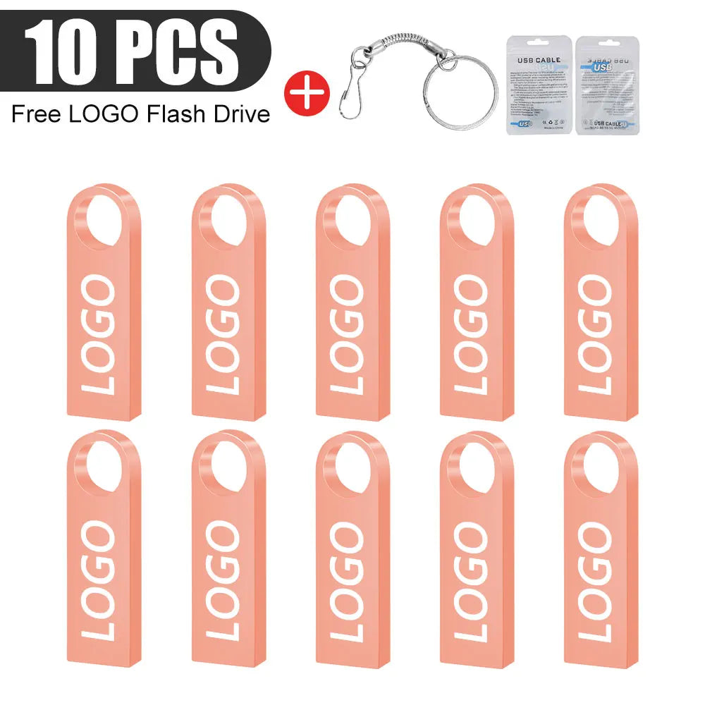 10-Pack Custom Logo Metal USB Flash Drives 128MB–128GB USB Flash Drive PRIMED 4GB x10pcs Rose u disk China Mainland