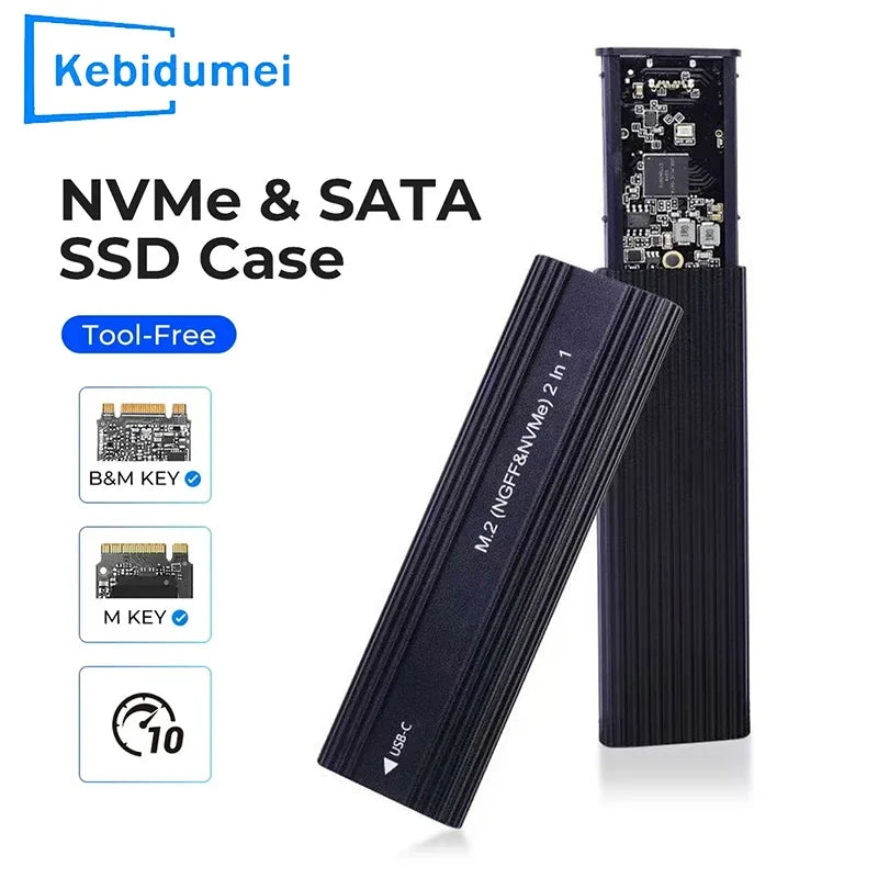 M.2 SSD Enclosure NVMe SATA 10Gbps USB-C 3.1 | M Key B+M Key SSD Drive Enclosure PRIMED