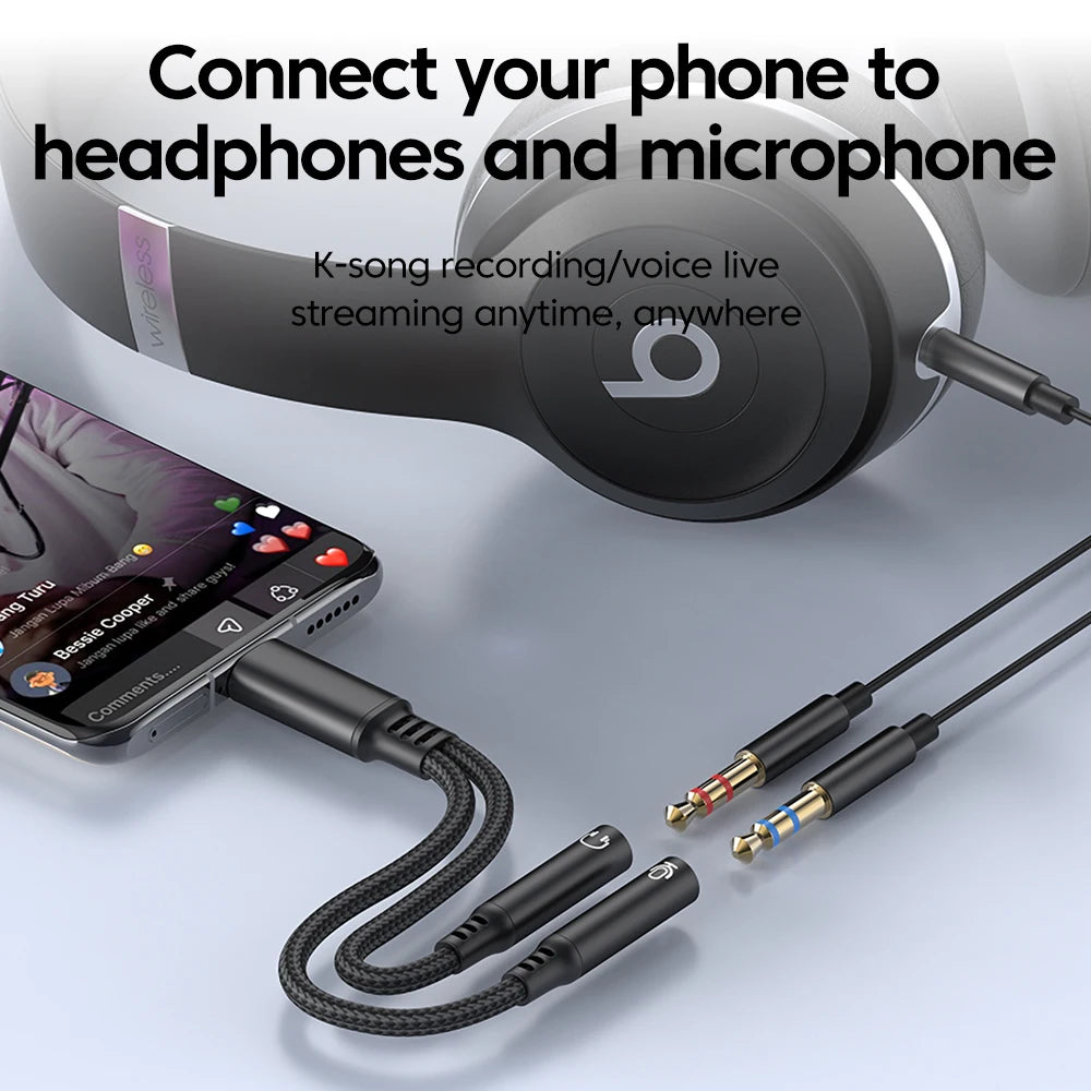 USB-C to Dual 3.5mm Audio Adapter with DAC | elough