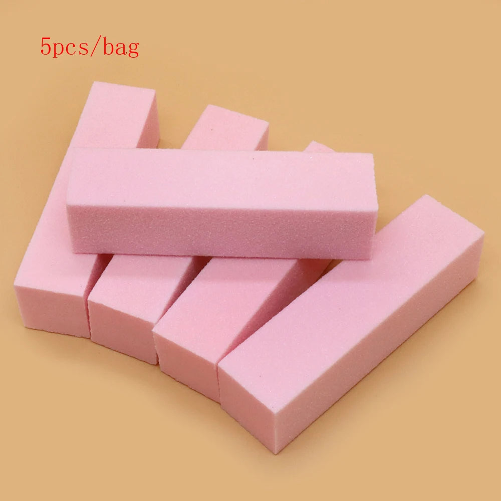 Sponge Nail Buffer Sanding File Block 3/5/10 Pcs – Pink