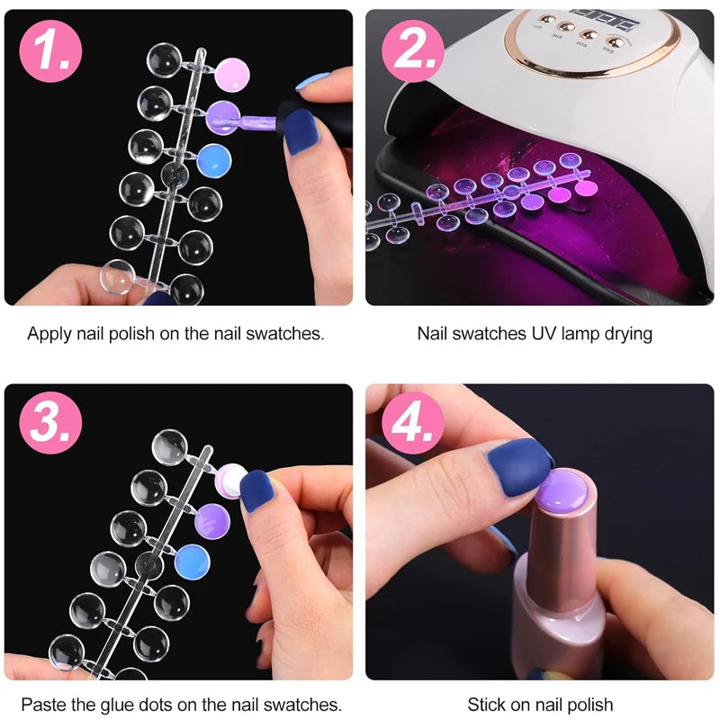 120 Pcs Round Nail Swatch Sticks – Gel Polish Color Display Nail Swatch Display PRIMED