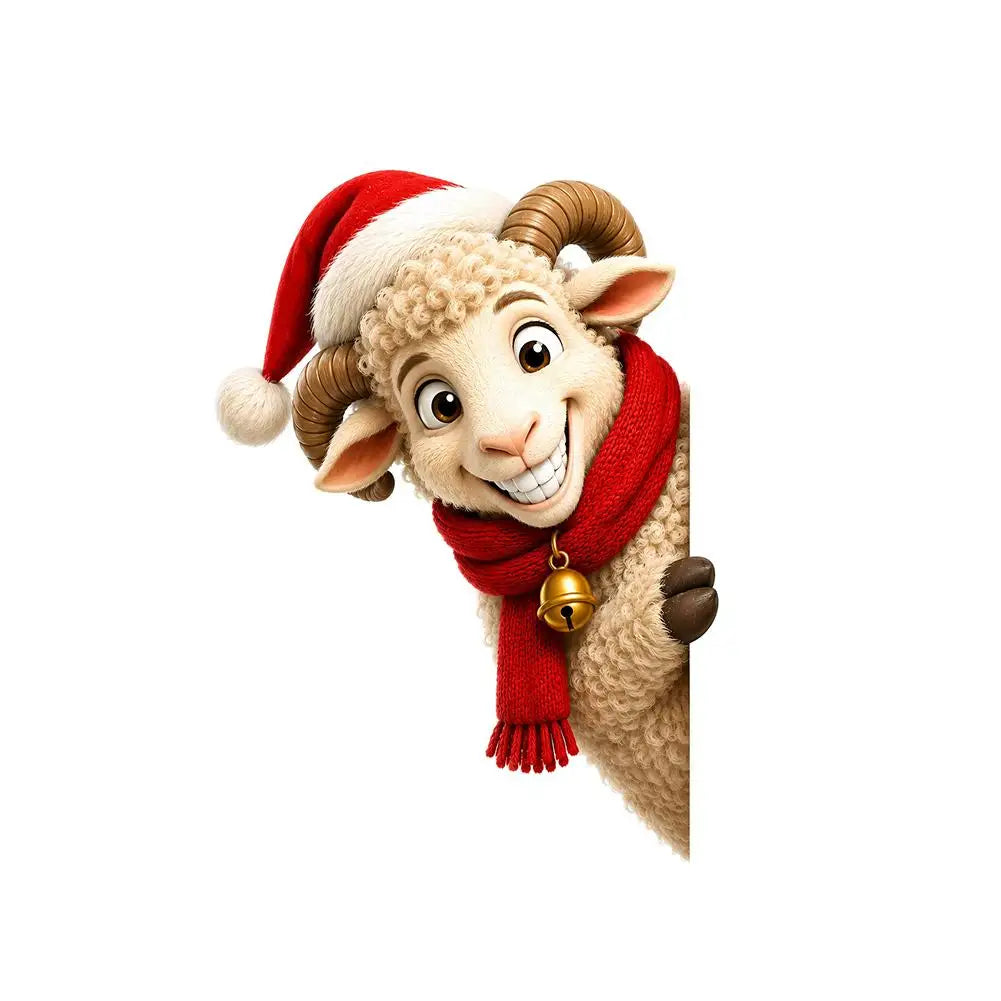 Peeking Sheep Christmas Window Cling – No-Glue Static Decal