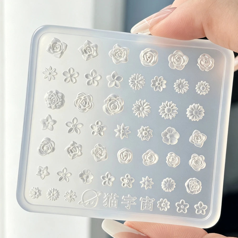 3D Floral Silicone Nail Art Mold – Rose & Mixed Flower DIY