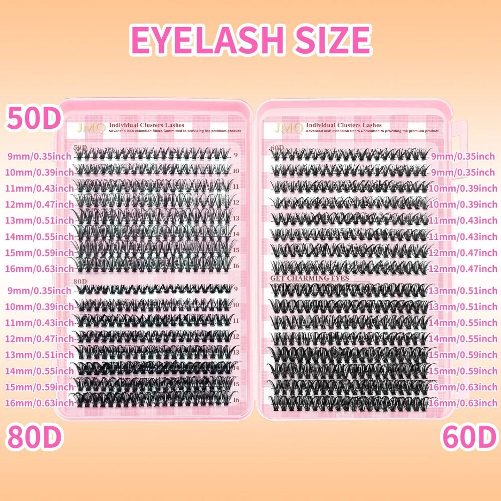 3D Faux Mink Wispy Cluster False Eyelashes 9–16mm V-Shape False Eyelashes PRIMED 50D-60D-80D