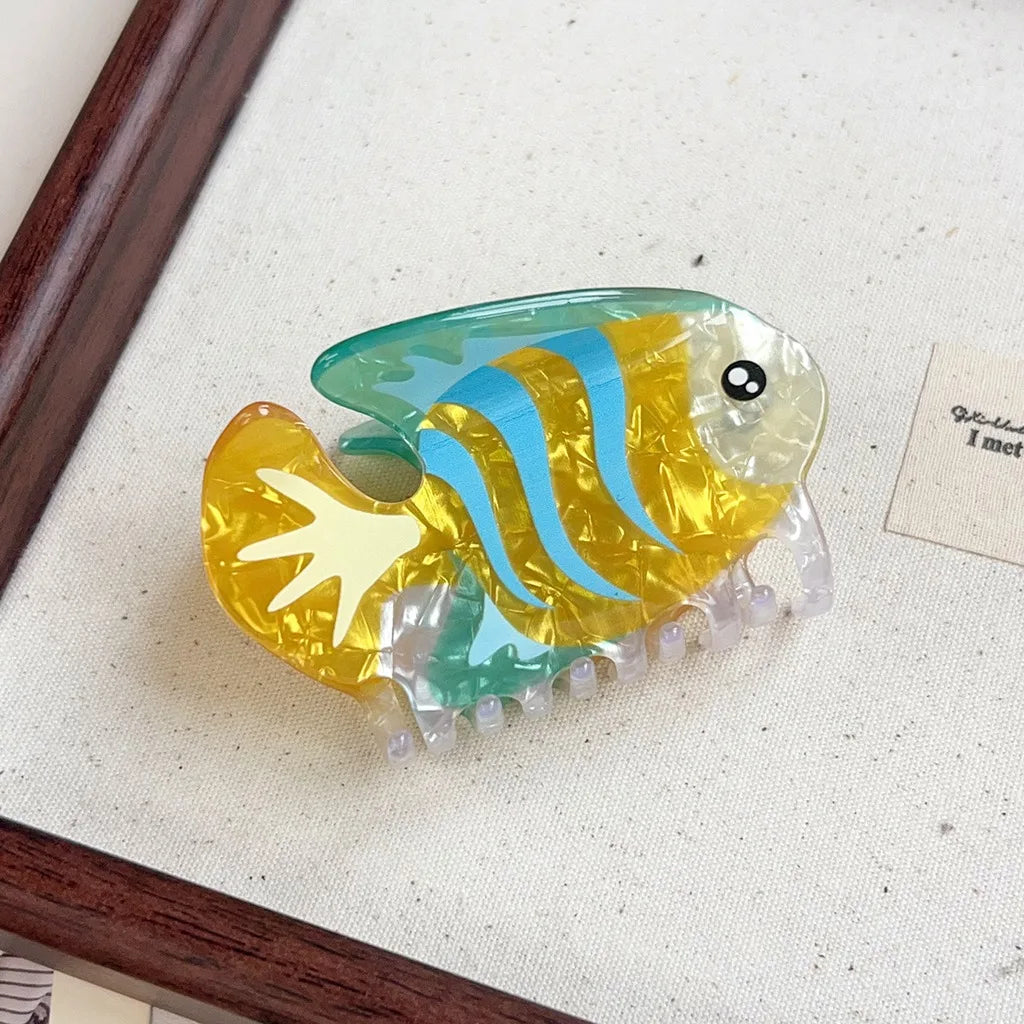 Ocean Animal Hair Claw Clips – Whale, Dolphin & Seal Hair Claw Clip PRIMED Yellow Blue Green