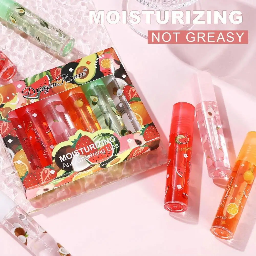 Strawberry Lip Gloss Set 6 Pcs – Hydrating Roll-On Lip Oil