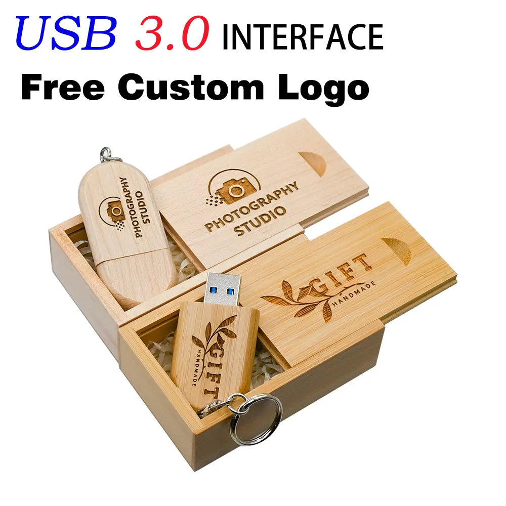 50-Pack Bamboo USB 3.0 Flash Drives 4–128GB | Custom Logo USB Flash Drive PRIMED