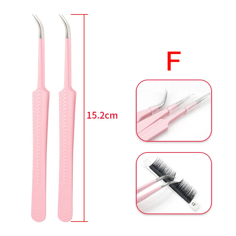 Pink Stainless Steel Eyelash Extension Tweezers | Pro Lash Tool Eyelash Extension Tweezers PRIMED F