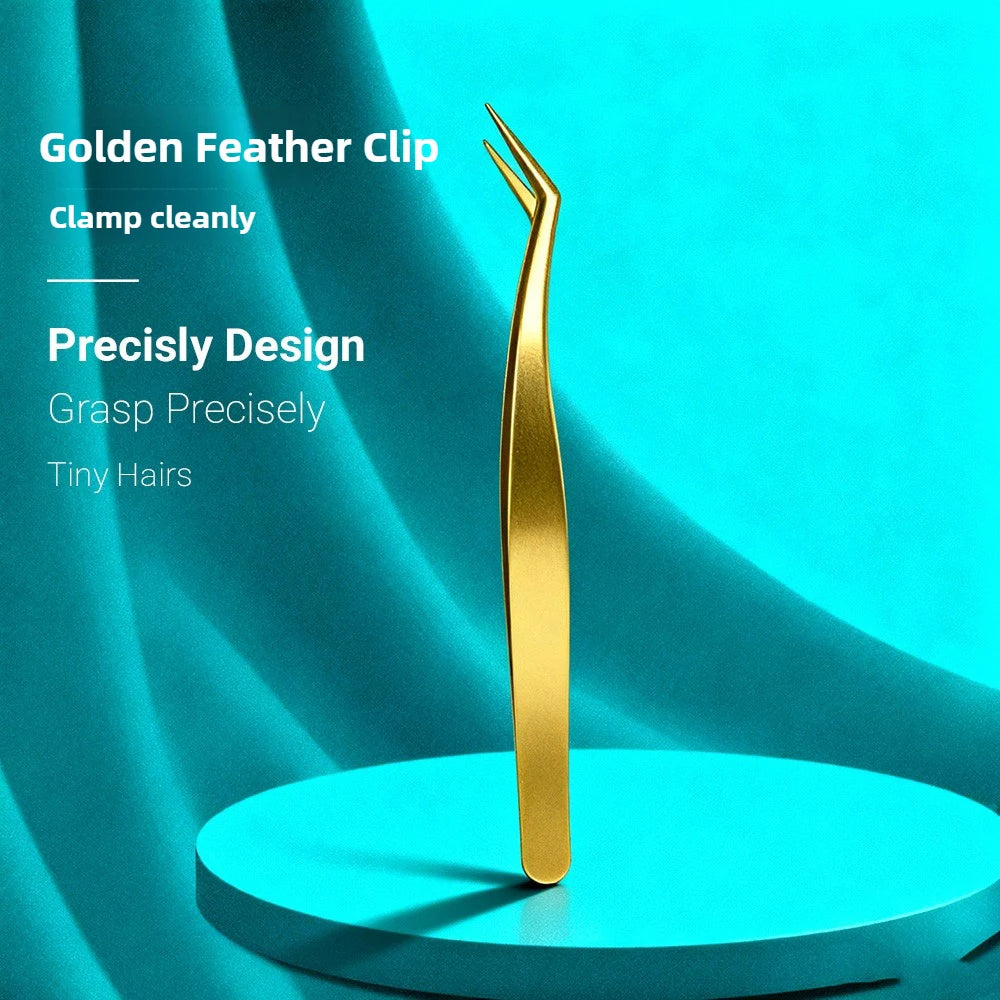 Ouriner Golden Eyelash Tweezers Set – Stainless Steel Lash Tool Eyelash Tweezers Set PRIMED