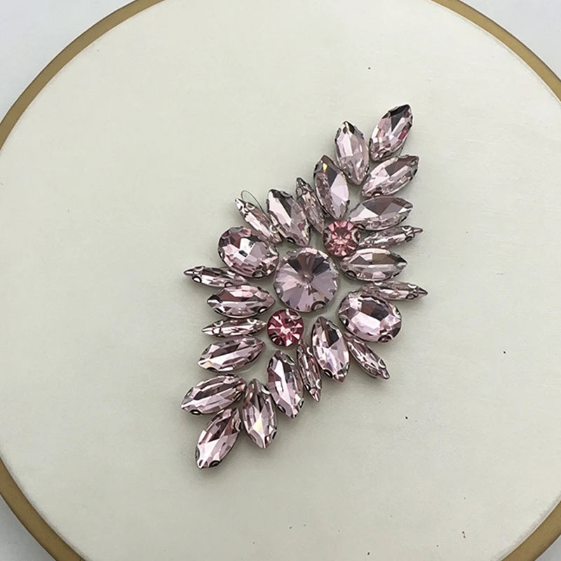 Iron-On Rhinestone Floral Applique – Crystal Patch for Bridal DIY