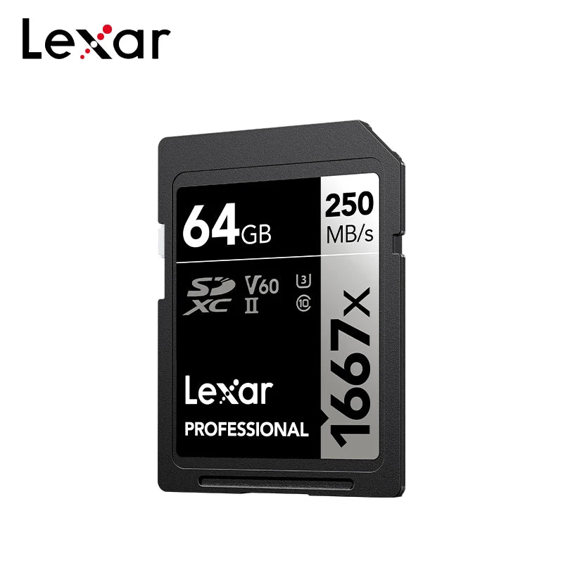 Lexar 1667x V60 SDXC UHS-II Card | 4K | 250MB/s | 64–256GB SD Memory Card PRIMED