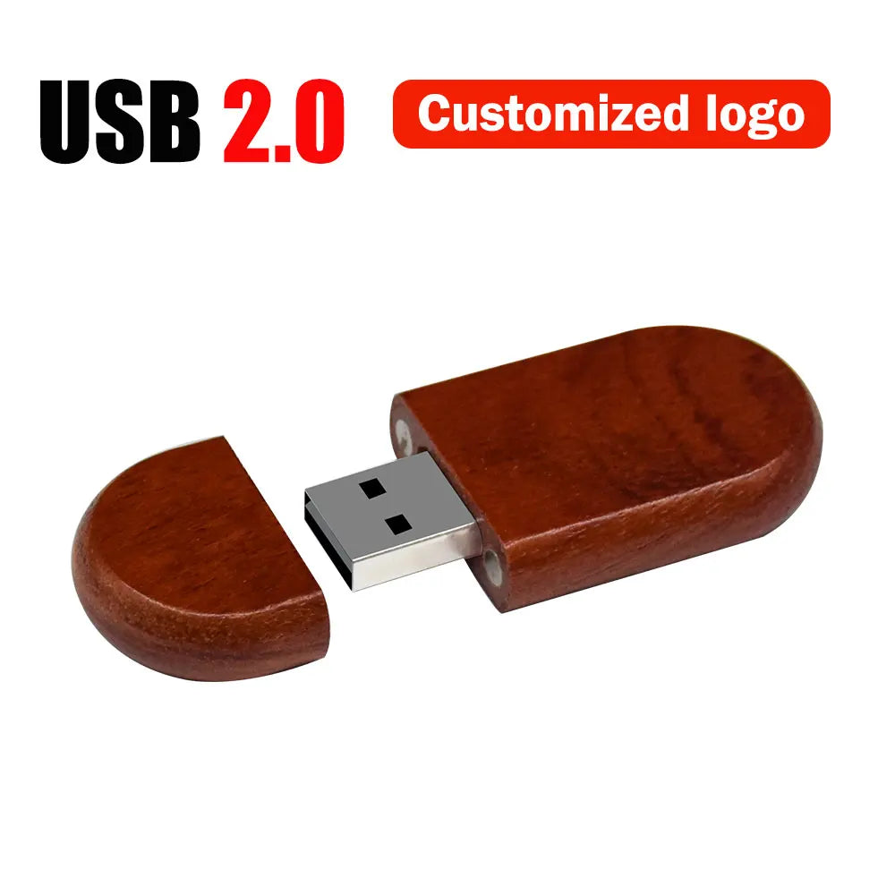 Wooden USB Flash Drive 4–64GB | Free Custom Logo Engraving