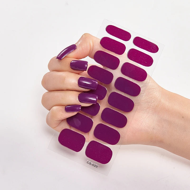 Semi-Cured Gel Nail Wraps Full Cover Stickers – 16pc Set