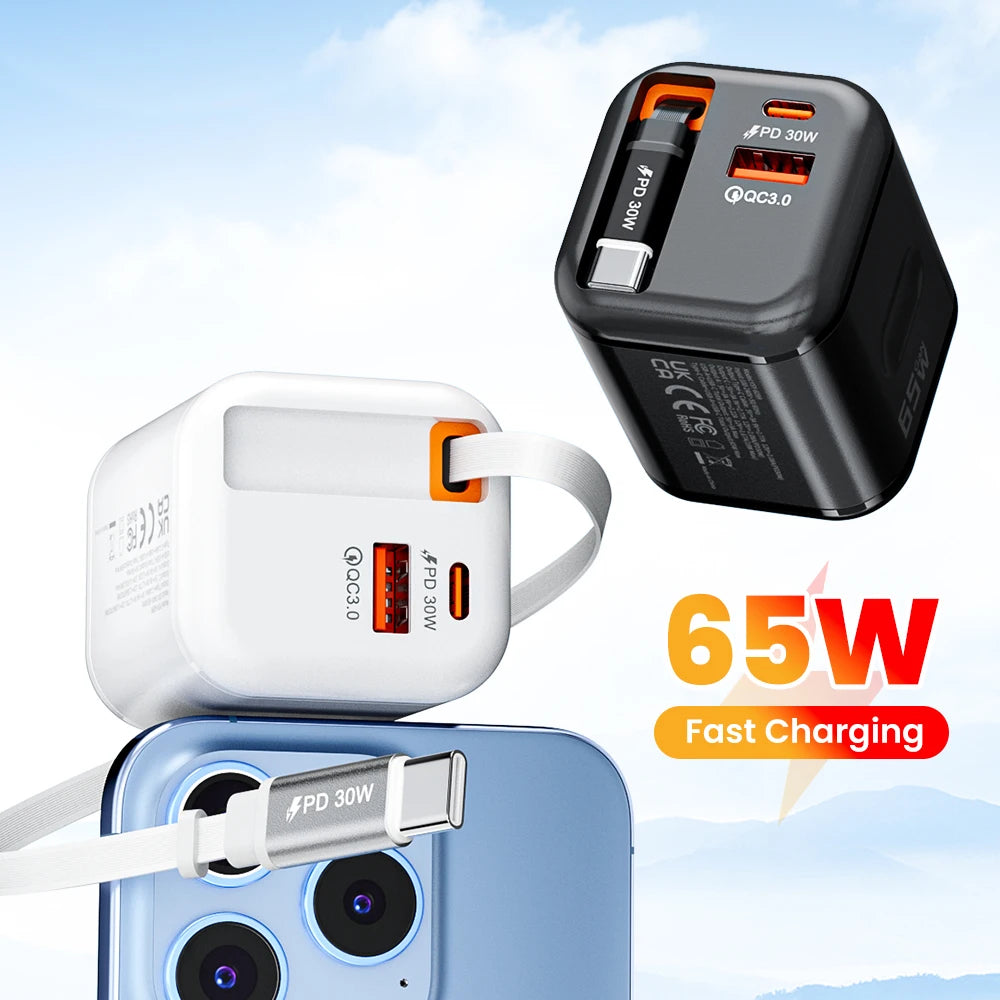 Elough 2-Port QC3.0 & PD 30W Fast Wall Charger + Type-C Cable USB Wall Charger PRIMED