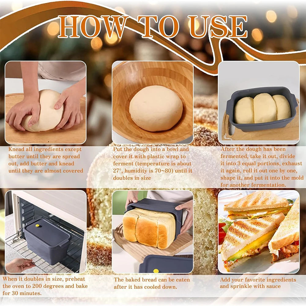 LMETJMA Collapsible Silicone Bread Loaf Pan – Non-Stick Baking Silicone Loaf Pan PRIMED