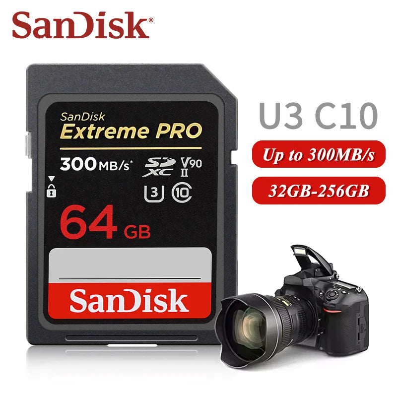 SanDisk V90 SD Card 300MB/s – 8K Ultra HD U3 C10 DSLR SD Memory Card PRIMED