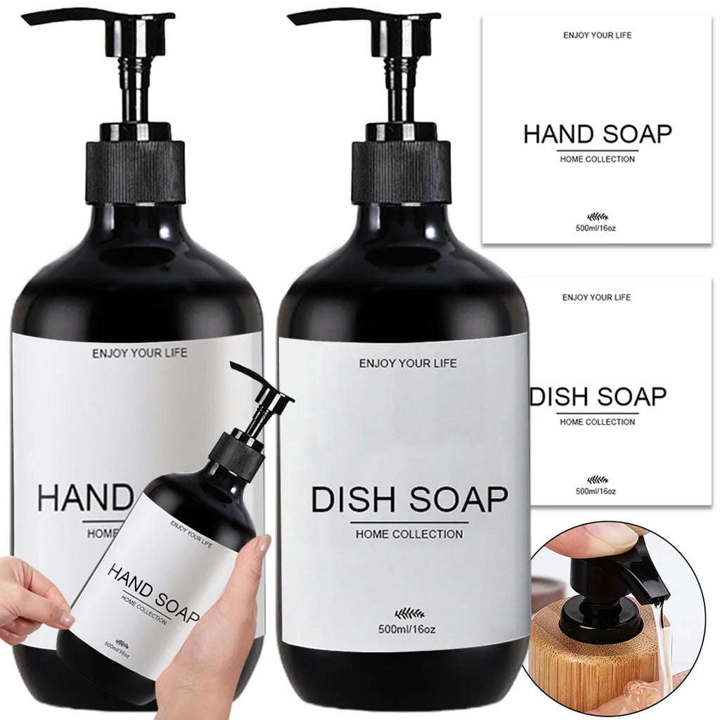 Refillable Pump Soap Dispenser – Plastic & Bamboo Kitchen Bottle Soap Dispenser PRIMED