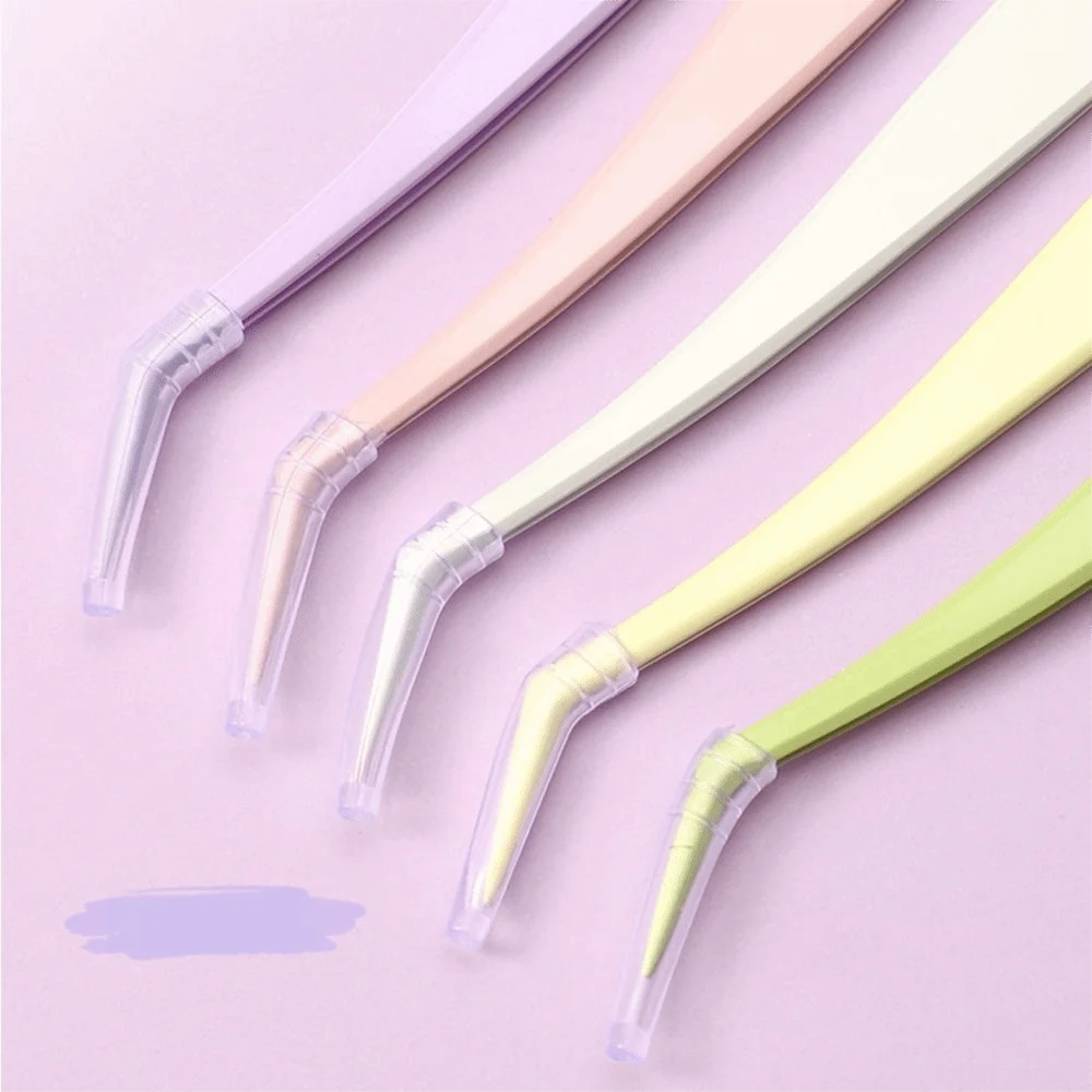 Stainless Steel Eyelash Tweezers Anti-Static + Leather Case