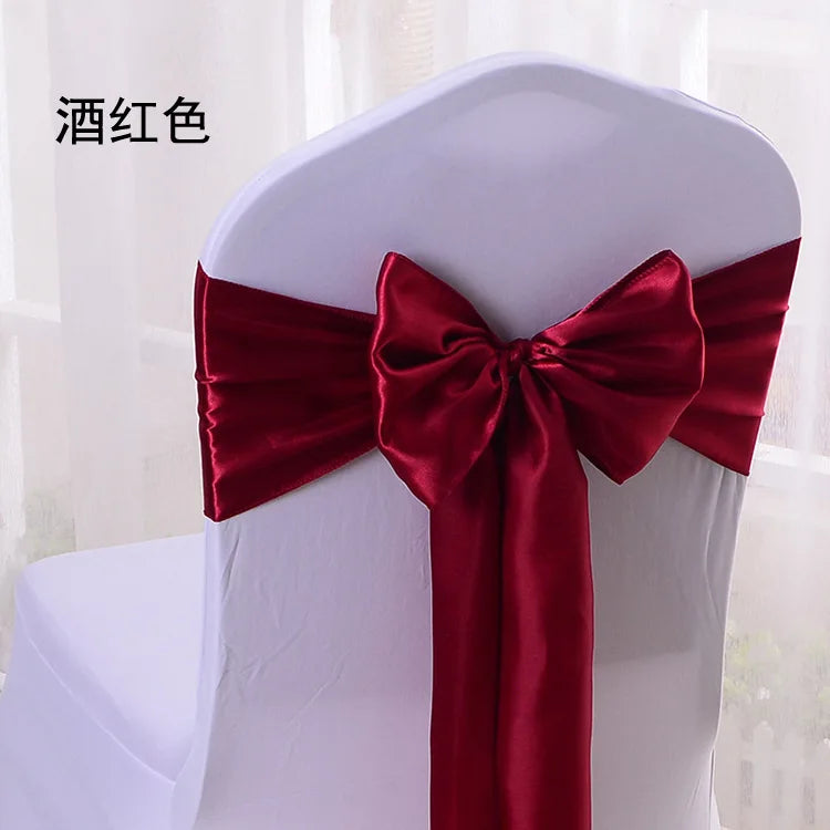 10 Pcs Satin Chair Sashes – Wedding & Banquet Bow Decor