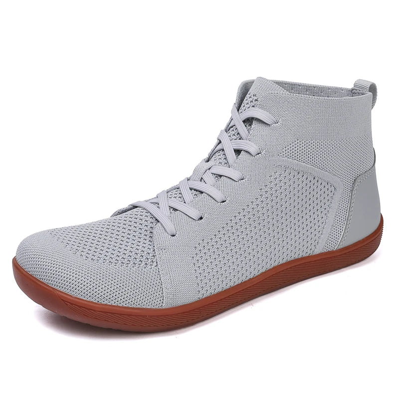 LETCOMFIT Mid Top Barefoot Shoes | Wide Toe Box Zero Drop Minimalist Barefoot Sneakers PRIMED GRAY 37