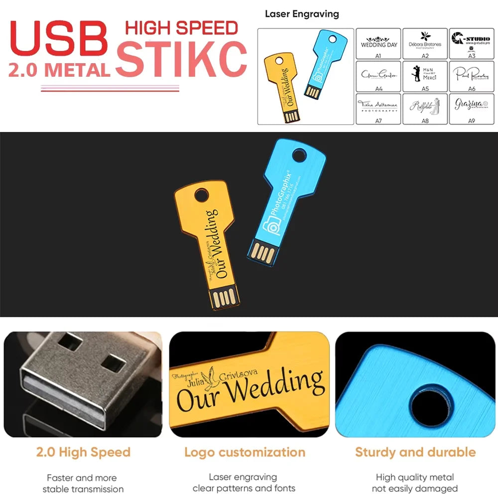 Metal USB Flash Drive 8–128GB | Custom Logo Key Pen Drive USB Flash Drive PRIMED