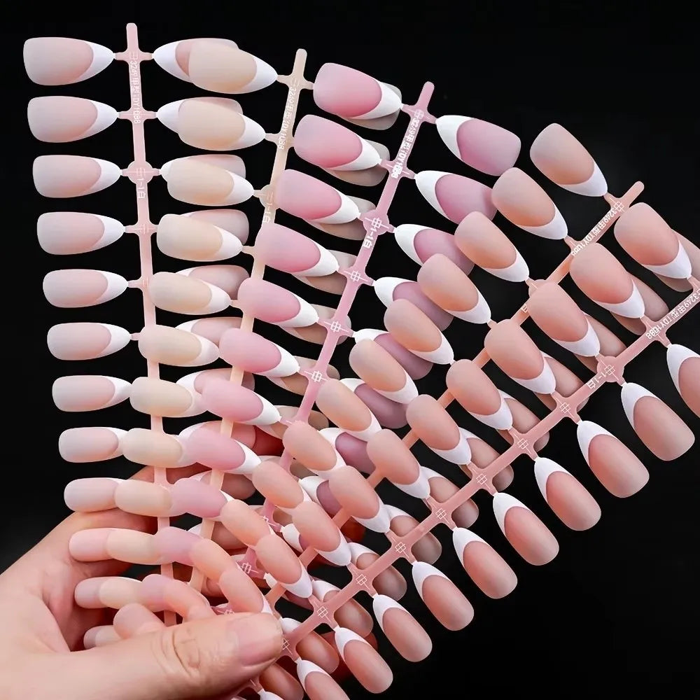 150Pcs Matte Almond Press On Nails – French Nail Tips Set