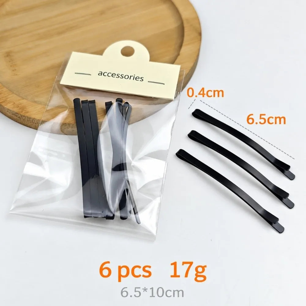 Metal Black BB Hair Clips Arc Barrette – 6 or 12 Pack Hair Clips PRIMED S-6Pcs