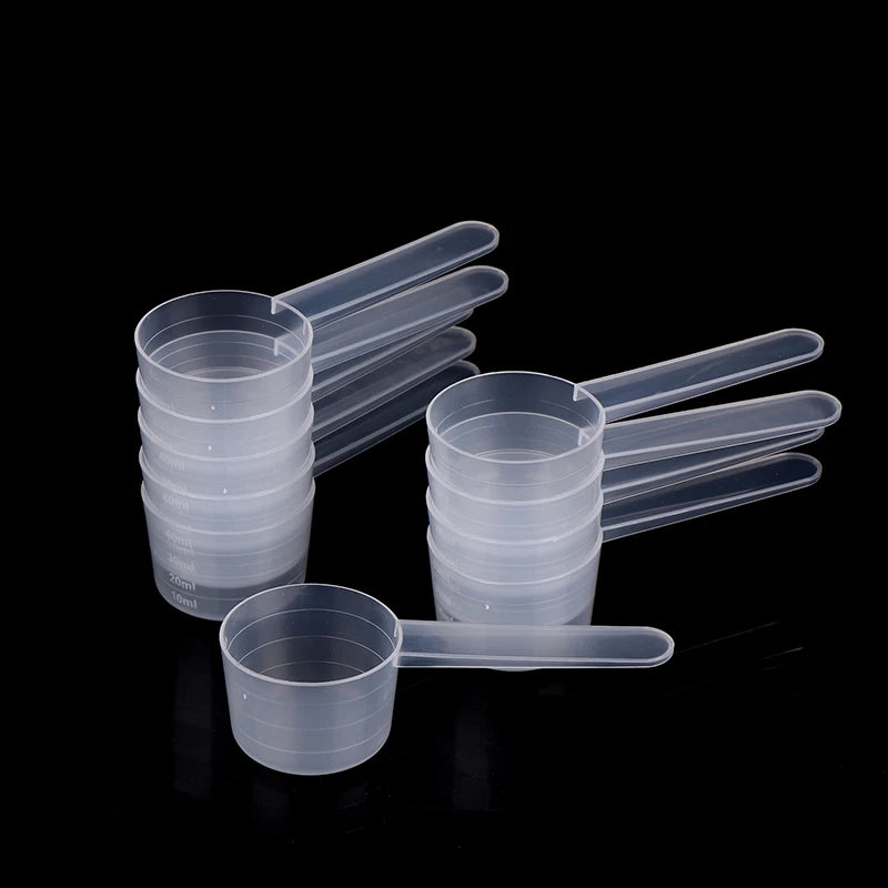 10-Pack 40ml Graduated Measuring Spoons – Flat Bottom Clear PP