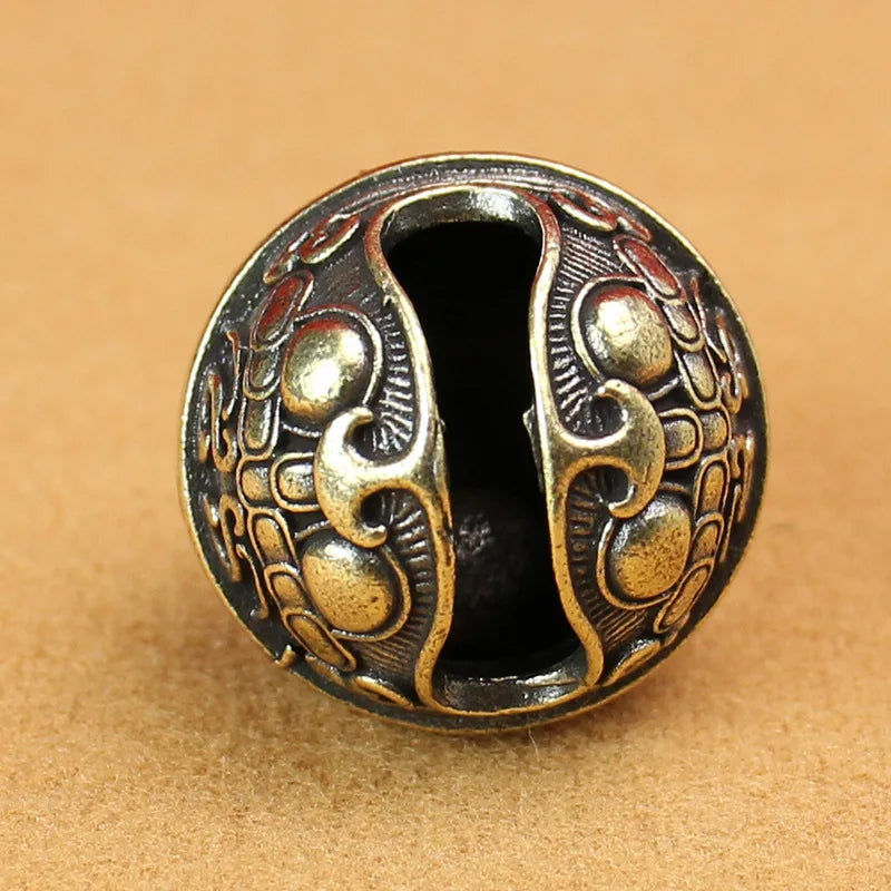 Vintage Brass Bell Keychain | Chinese Good Luck Copper Charm