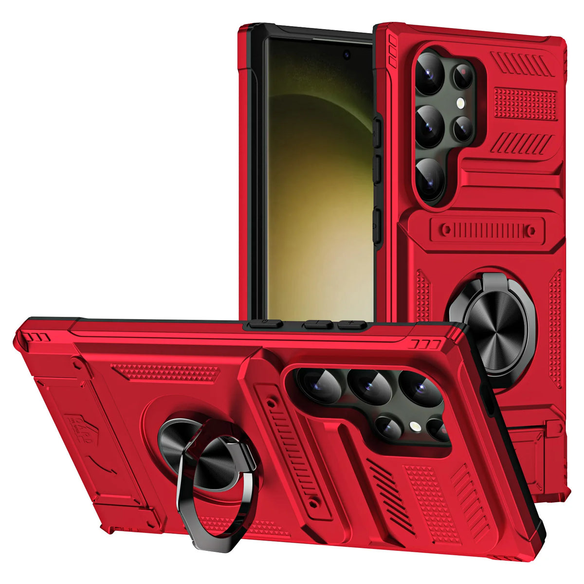 Samsung Galaxy Wallet Case – Magnetic Ring Kickstand & Cards Phone Wallet Case PRIMED Red Galaxy A37