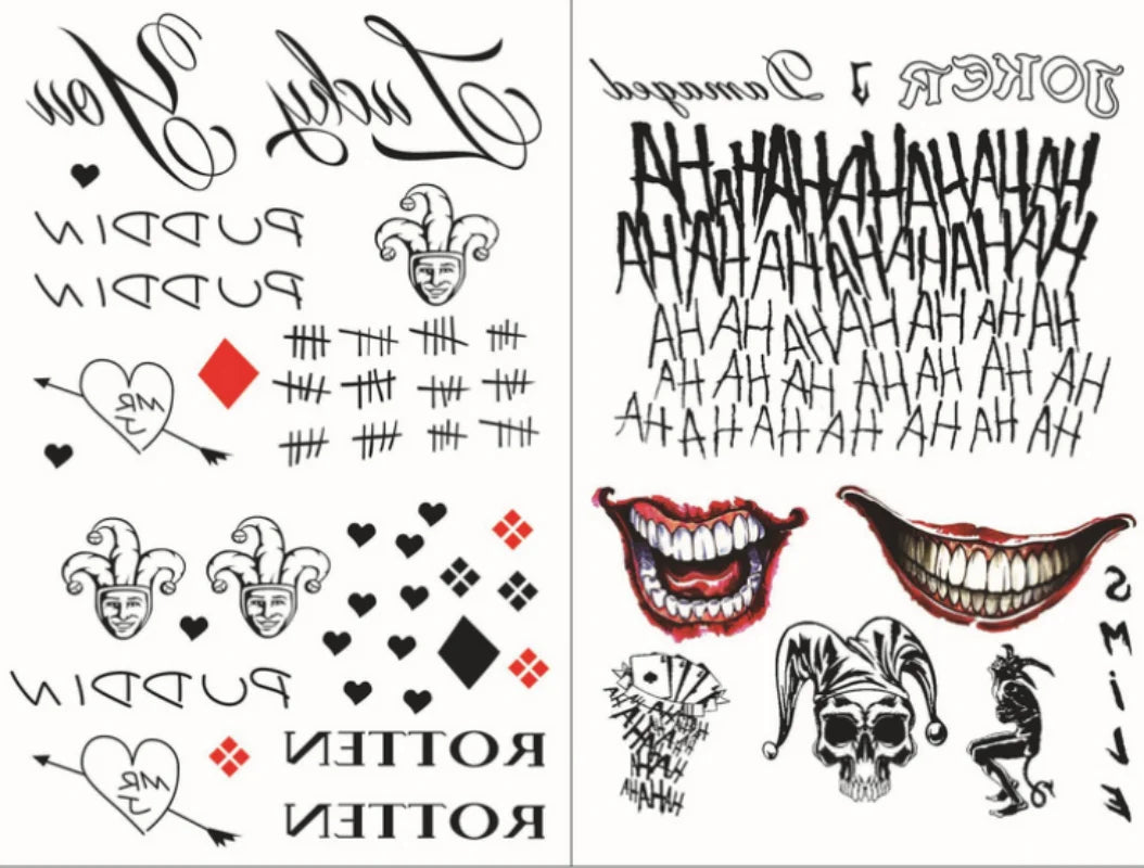 Halloween Temporary Tattoo Stickers – Clown Cosplay Horror Party Temporary Tattoo Sticker PRIMED