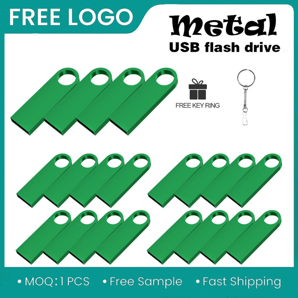 20 Pack Metal USB Flash Drives Custom Logo 2GB–128GB Bulk USB Flash Drive PRIMED
