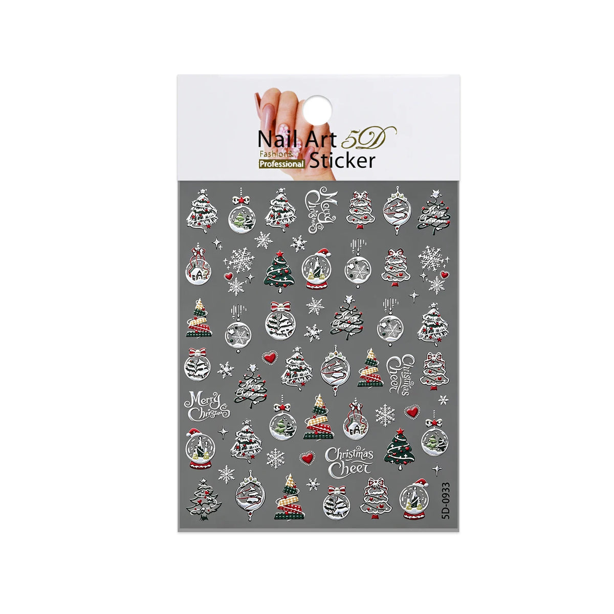 Christmas Tree Silvery Foil Nail Art Stickers – Holiday Decals