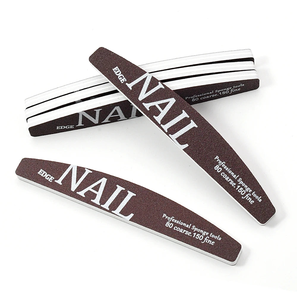JEARLYU Half-Moon Nail File 80/150 Grit | 2/5/10 Pack Nail File Buffer PRIMED