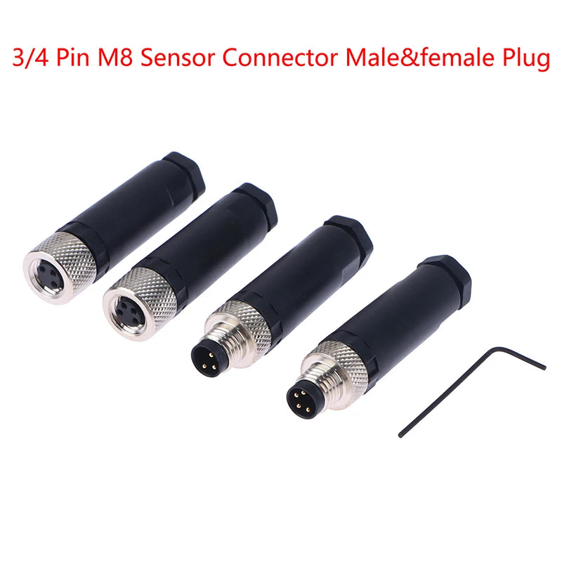 M8 Waterproof Sensor Connector 3/4 Pin Male Female Plug Industrial Connector PRIMED